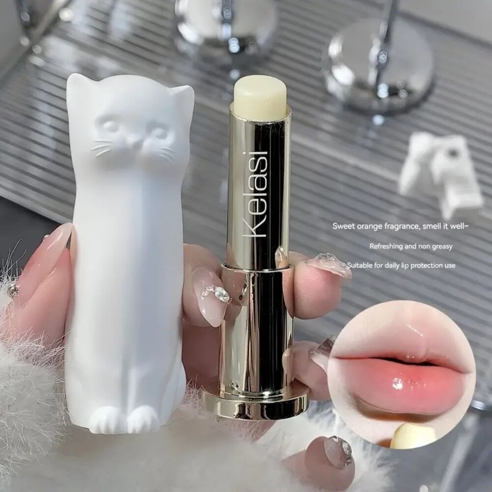 Kelasi NEW Sealed White Cat Orange Flavored Lip Balm